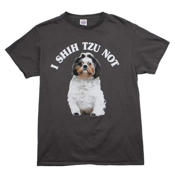 I Shitzu Not Short Sleeve Funny Dog Pet T Shirt Crewneck Gray Unisex Top sz M - Picture 1 of 3